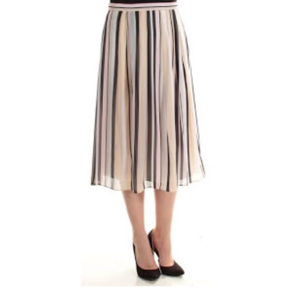 Anne Klein Soft Pleated Striped Skirt - Picture 9 of 9